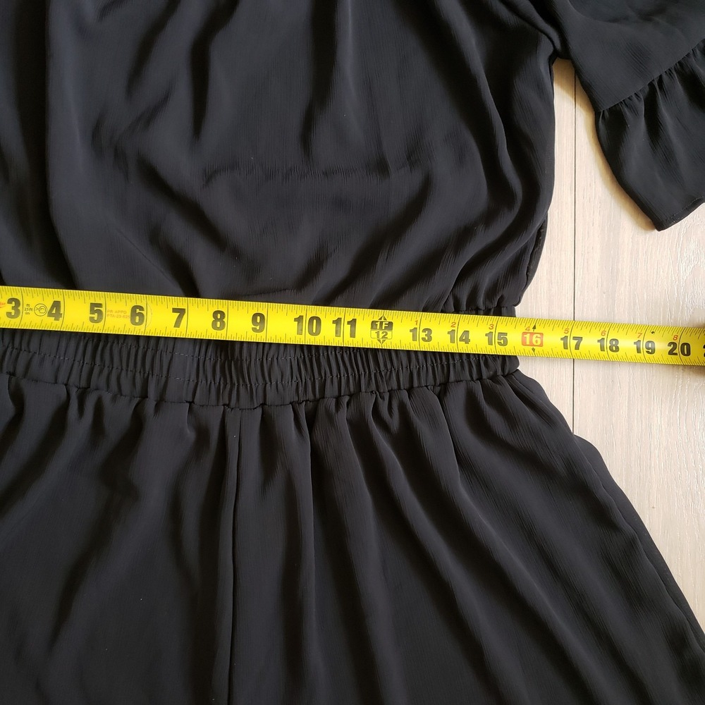 Off Shoulder Romper Womens XL Black Chiffon Flowy Jumpsuit - Picture 5 of 6